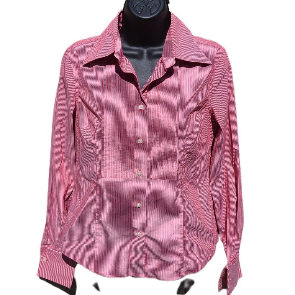 Vineyard vines -578 button up striped red white blouse‎ size 4
